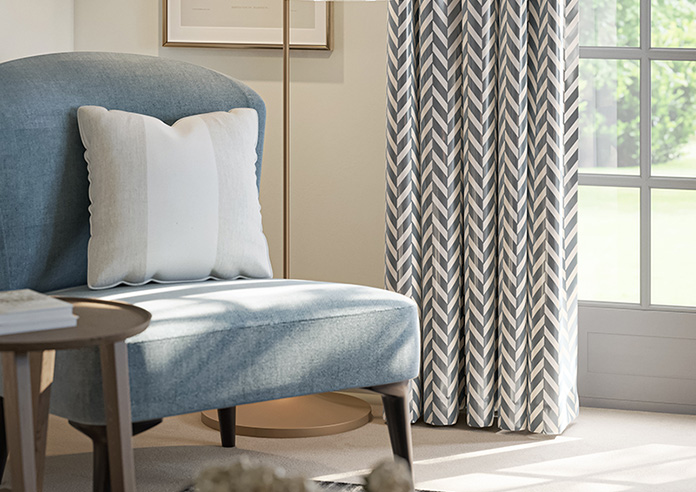 Chevron Stripe, Charcoal - Made to Measure Curtains - Image 5